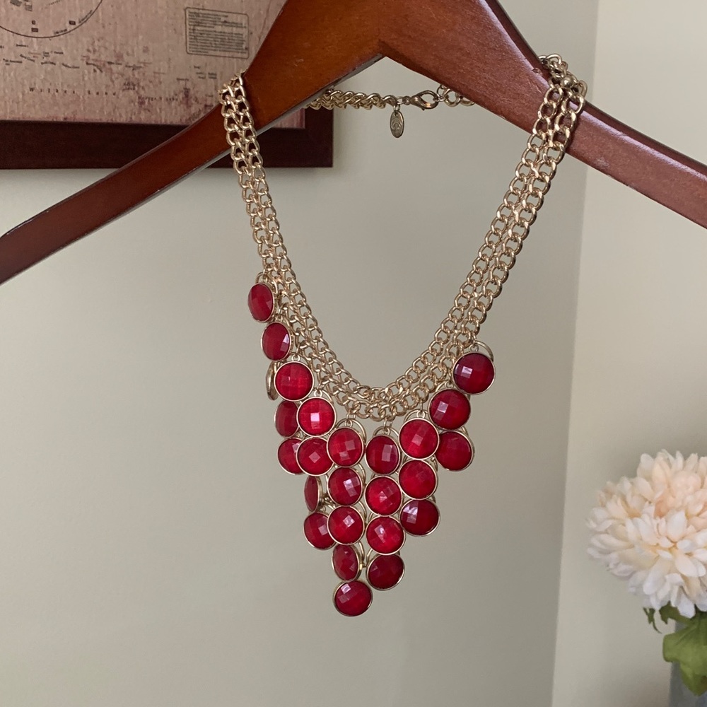 CharmingCharlie statement red/gold necklace